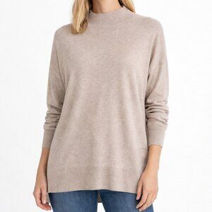 White + Warren | M | Silk Blend Knit Sweater | Taupe